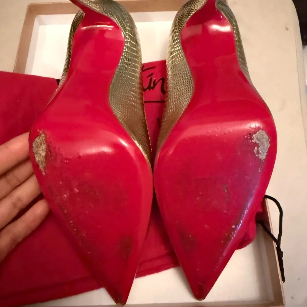Christian Louboutin Metallic Gold Heels - Picture 3 of 4